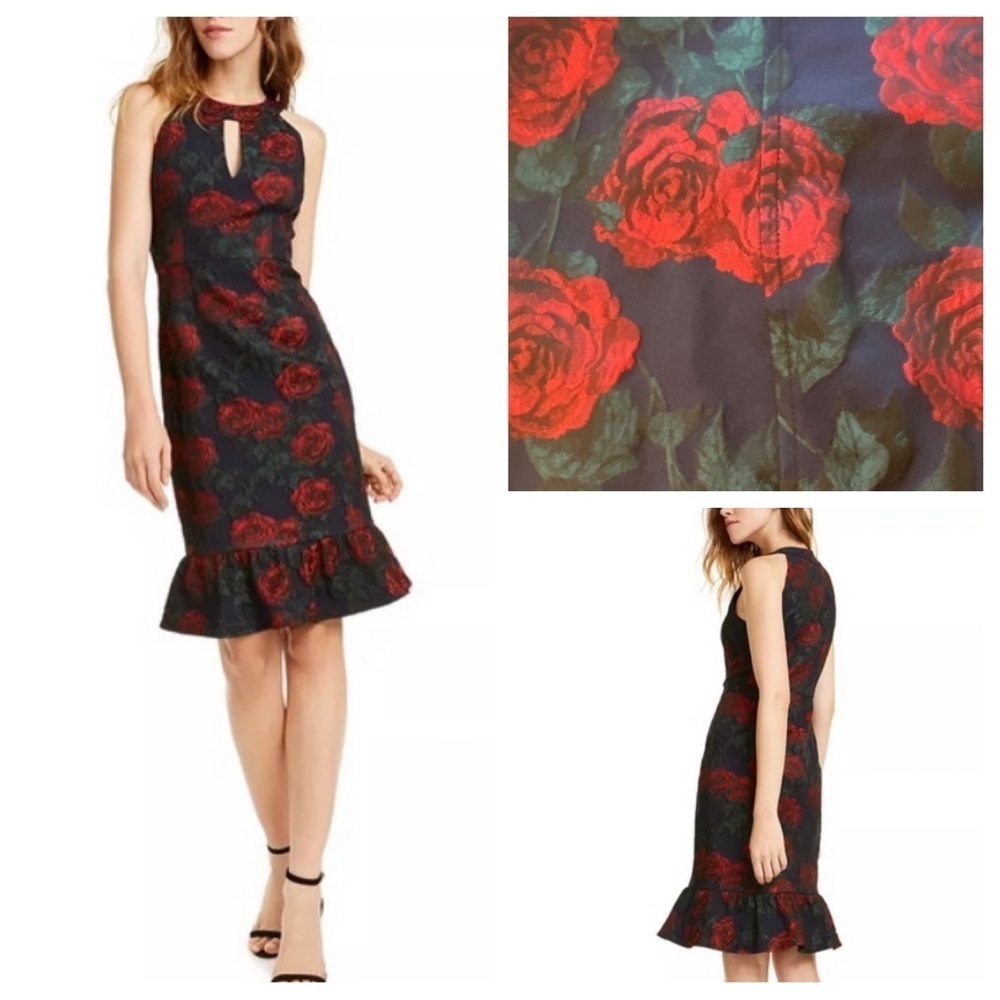 Nanette Leopore Ruffled Rose-Print Dress 33472